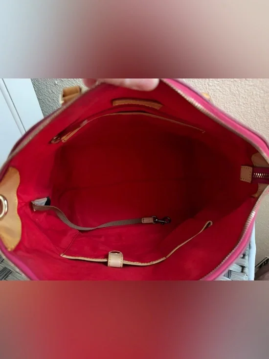 Dooney & Bourke Patent Leather Top Handle Satchel in Red Orange - Leather trim - Picture 2 of 16